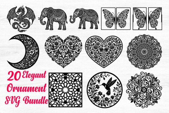 20 Elegant Ornament SVG Bundle: Elevating DIY Projects with Timeless Vector Art