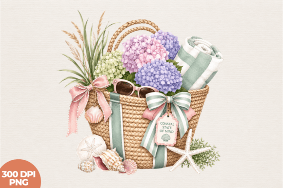 Beach Basket Summer Essentials, Seashell: A Design Evaluation for Sublimation Creators