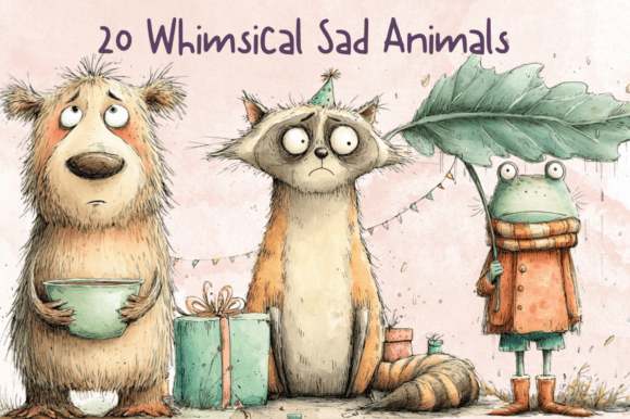 Evaluating the Whimsical Sad Animals Clipart Set for Creative Projects