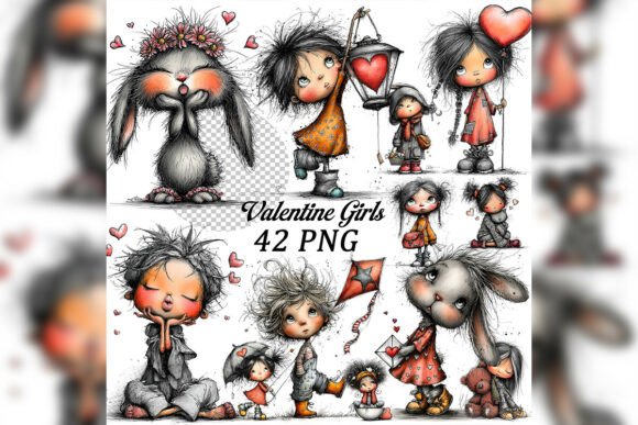 Evaluating the Whimsical Valentine Girls Clipart Set for Creative Projects