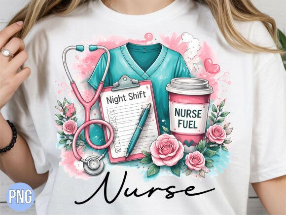 Floral Night Shift Nurse Life Shirt PNG