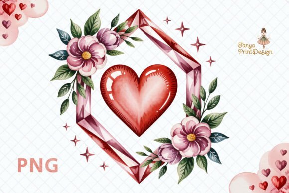 Floral Valentine Heart PNG Sublimation Guide