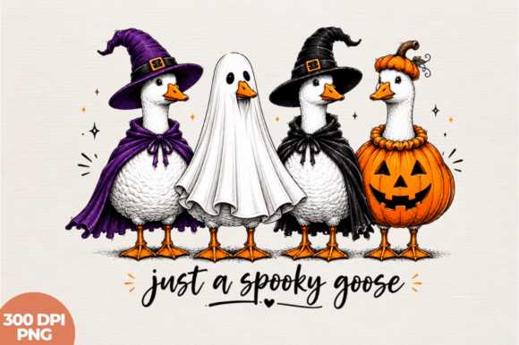 Just a Spooky Goose Cute Halloween PNG