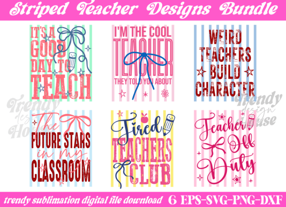 Striped Teacher SVG Bundle: School Design Guide