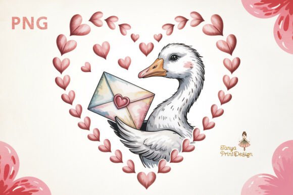 Valentine Goose Love Letter PNG Design