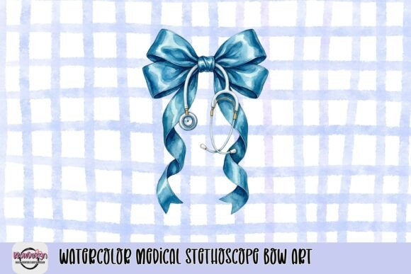 Watercolor Medical Stethoscope Bow Art