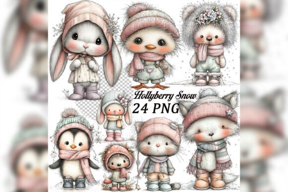 Whimsical Hollyberry Snow Clipart: Elevating Your Winter Designs with Watercolor Charm