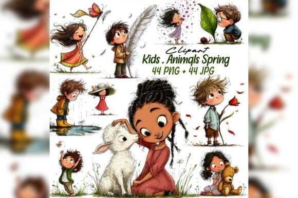 Whimsical Kids Nature Clipart Set: Bringing Soft Watercolor Charm to Your Creative Projects